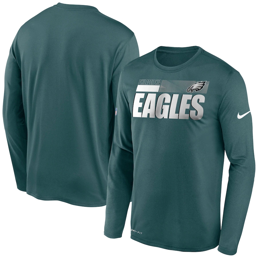 Men's Philadelphia Eagles 2020 Green Sideline Impact Legend Performance Long Sleeve T-Shirt